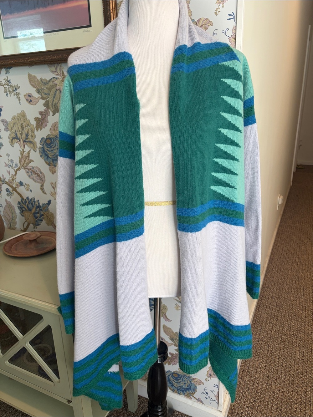 Vintage United Colors of Benetton Geometric Asymmetrical Cardigan